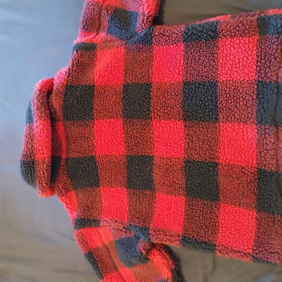 Women's Red and Black Sherpa Jacket - Picture 5 of 5